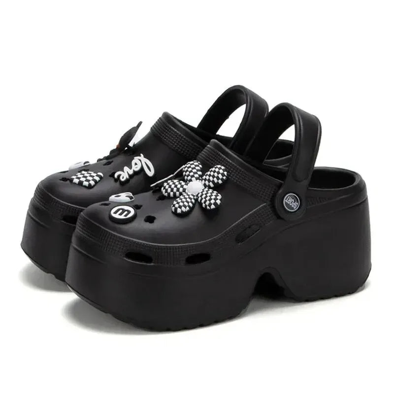 Women Chunky Platform Sandals Summer Soft Thick Sole Diy Clogs Garden Shoes Woman Closed Toe Non-Slip Beach Slides Sandals