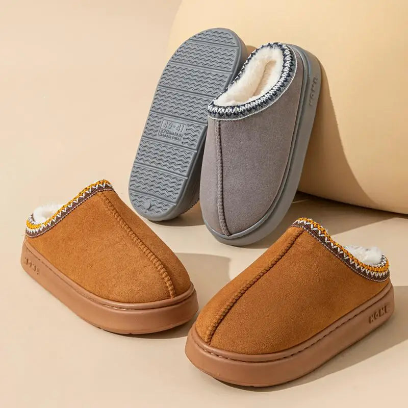 Platform Slippers Women House Flats Fashion Plush Winter Designer Shoes Ladies Elegant Snow Ankle Boots Casual Fluffy Footwear