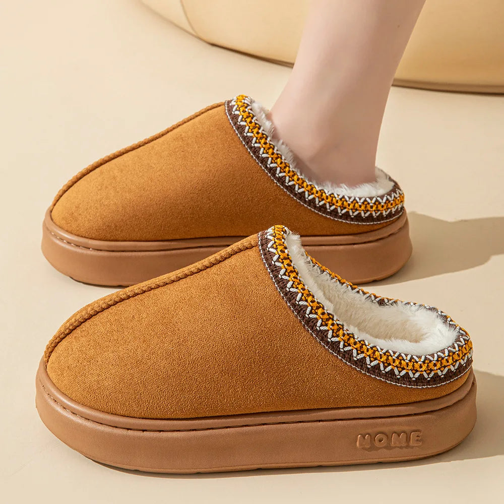 Platform Slippers Women House Flats Fashion Plush Winter Designer Shoes Ladies Elegant Snow Ankle Boots Casual Fluffy Footwear