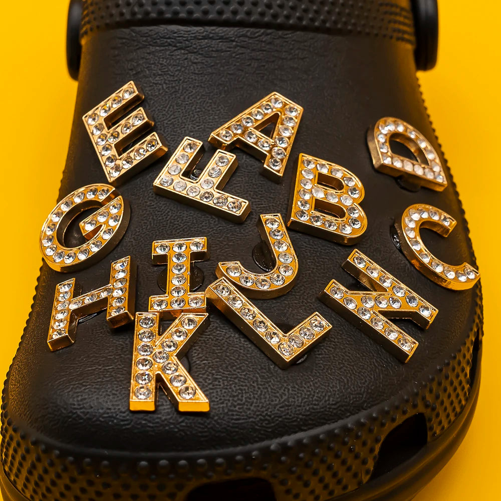Luxury Gold Letter Shoe Charm – Designer Clip for Clogs & Sandals