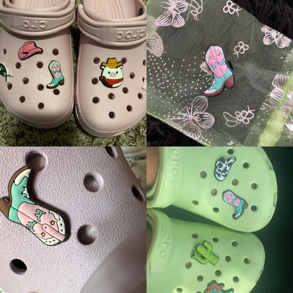 CharmStep Western Vibes Shoe Charms – 1/11pc Cowgirl & Cactus Set for Clogs