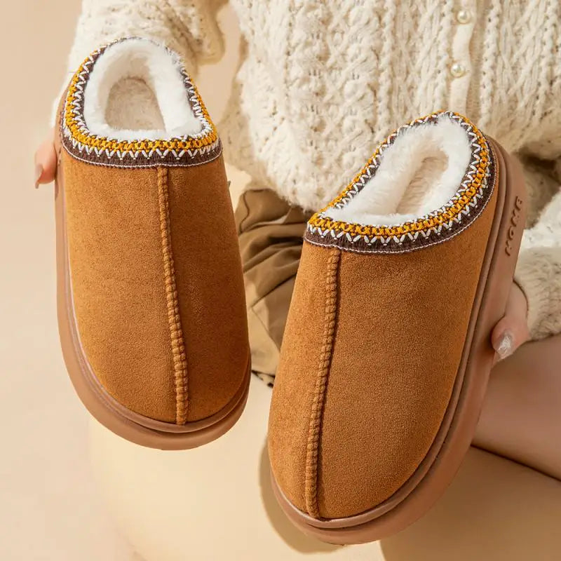 Platform Slippers Women House Flats Fashion Plush Winter Designer Shoes Ladies Elegant Snow Ankle Boots Casual Fluffy Footwear