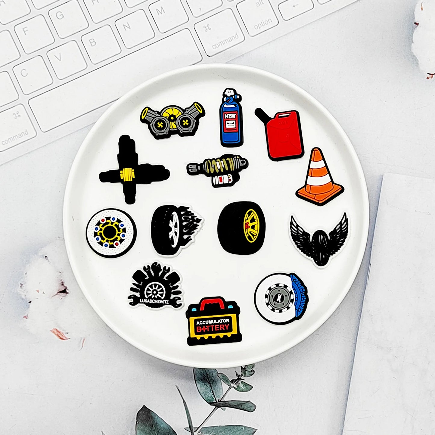 Car & Auto-Themed PVC Shoe Charms – Tyres, Seats & Oil Designs for Clogs & Sandals