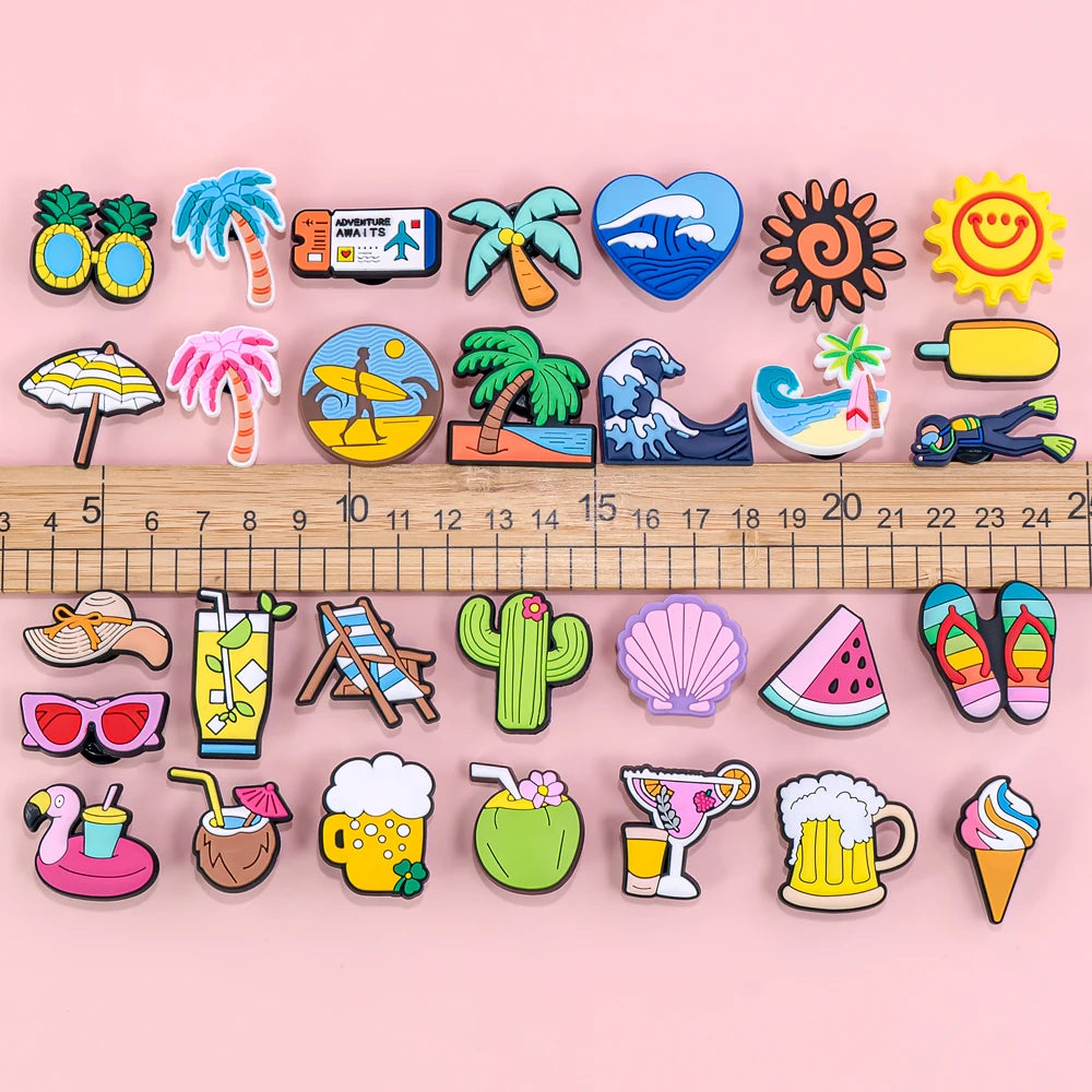 1pc Summer Vibes Shoe Charm – Beach-Themed Clog Accessory for Men, Women & Kids