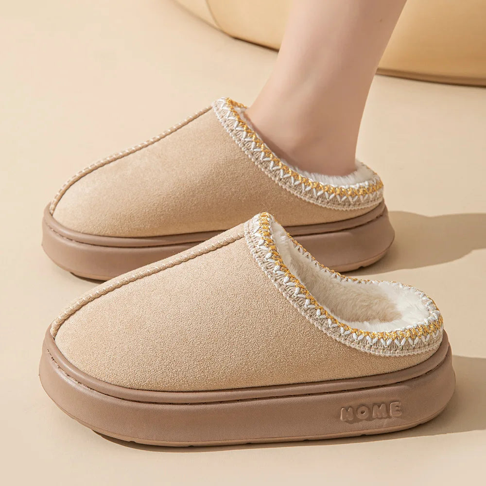 Platform Slippers Women House Flats Fashion Plush Winter Designer Shoes Ladies Elegant Snow Ankle Boots Casual Fluffy Footwear