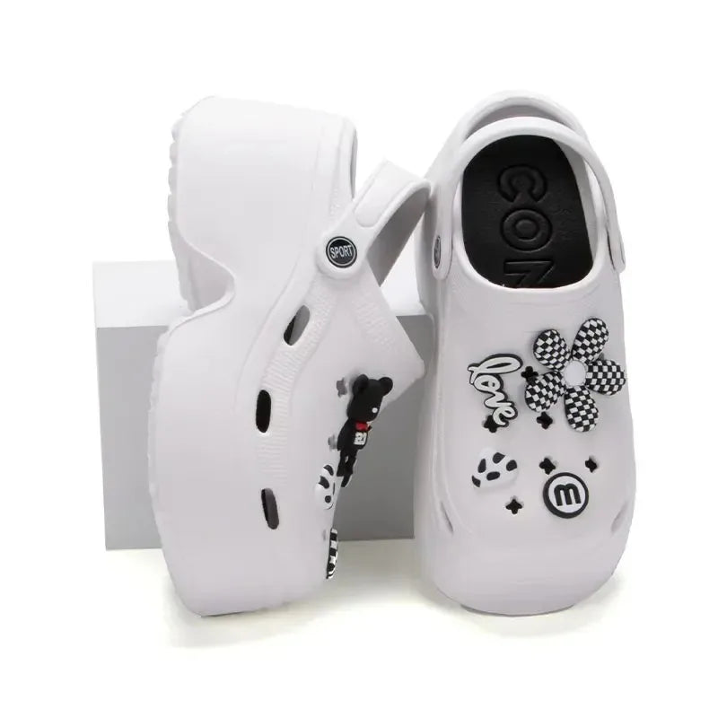 Women Chunky Platform Sandals Summer Soft Thick Sole Diy Clogs Garden Shoes Woman Closed Toe Non-Slip Beach Slides Sandals