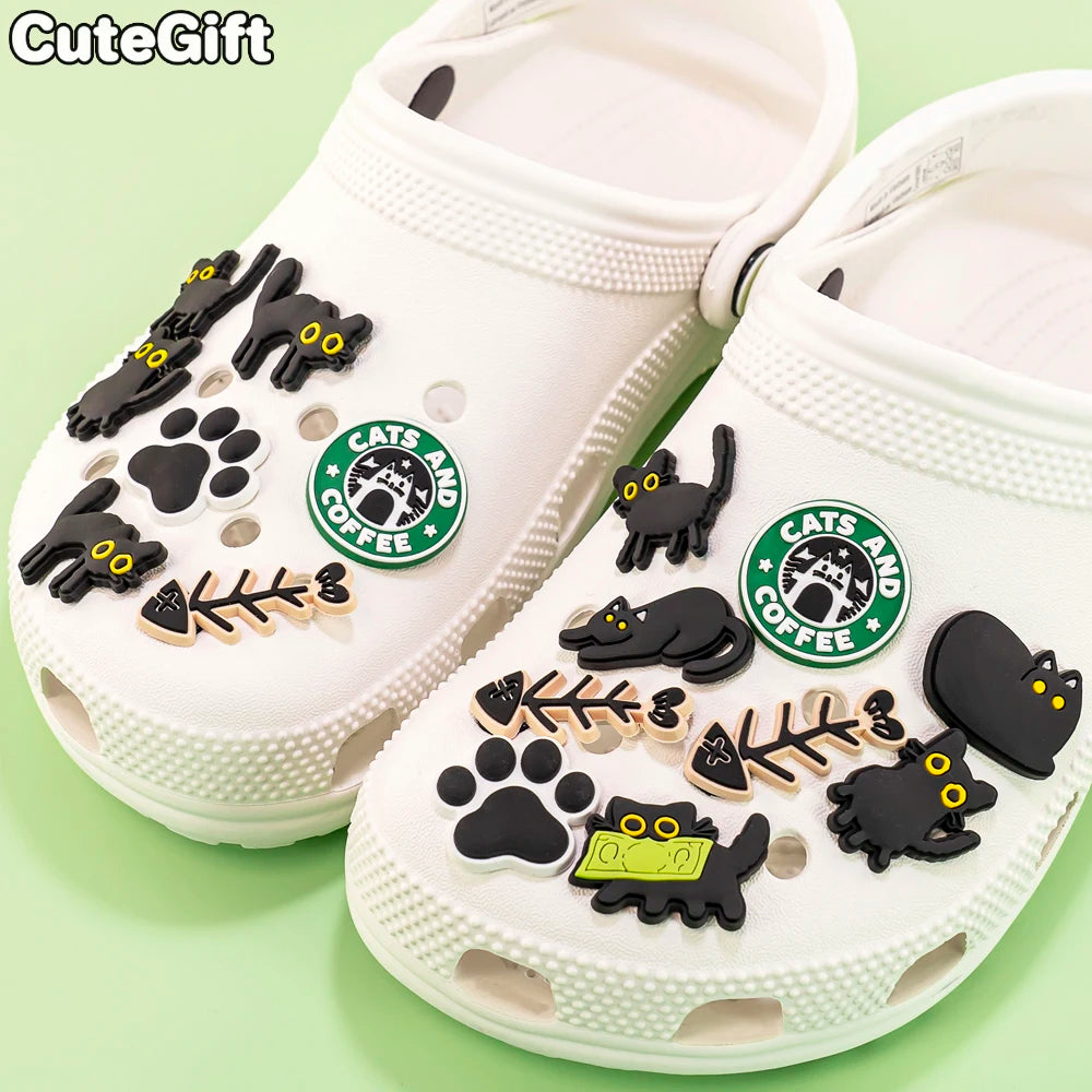 Black Cat Shoe Charms – Cute Paw & Kitty Designs for Clogs & Sandals