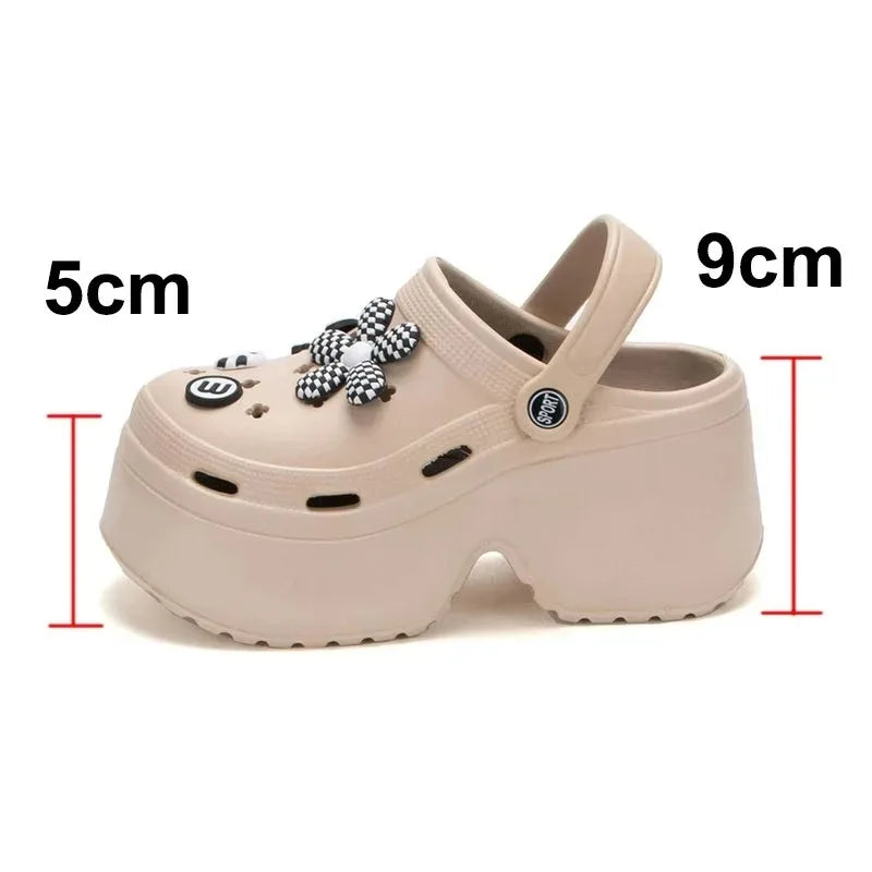 Women Chunky Platform Sandals Summer Soft Thick Sole Diy Clogs Garden Shoes Woman Closed Toe Non-Slip Beach Slides Sandals