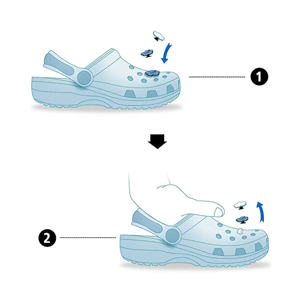 8/30/60/100/200/400pcs Random Series Shoe Charms Set For Clogs Bogg Bag Bubble Slides Sandals, PVC Shoe Decorations Beach Bag