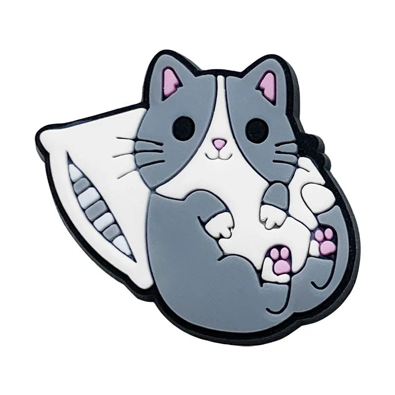 Cute Cat Shoe Charms – PVC Accessories for Clogs, Slides & Bags
