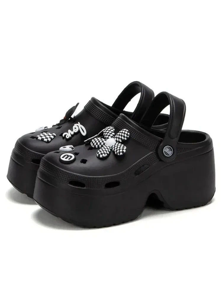 Women Chunky Platform Sandals Summer Soft Thick Sole Diy Clogs Garden Shoes Woman Closed Toe Non-Slip Beach Slides Sandals