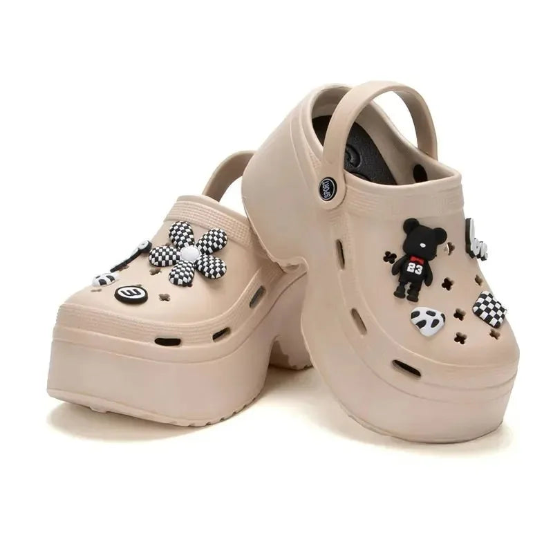 Women Chunky Platform Sandals Summer Soft Thick Sole Diy Clogs Garden Shoes Woman Closed Toe Non-Slip Beach Slides Sandals