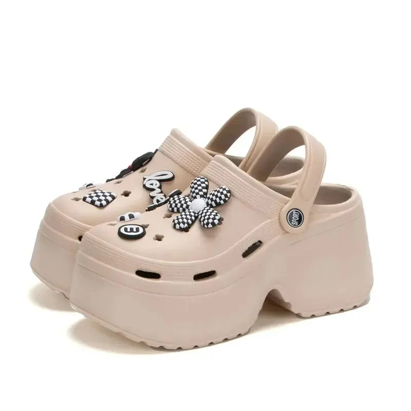 Women Chunky Platform Sandals Summer Soft Thick Sole Diy Clogs Garden Shoes Woman Closed Toe Non-Slip Beach Slides Sandals