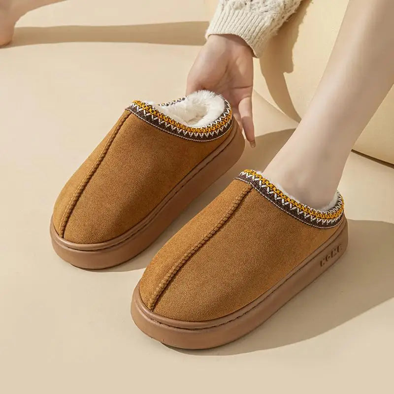 Platform Slippers Women House Flats Fashion Plush Winter Designer Shoes Ladies Elegant Snow Ankle Boots Casual Fluffy Footwear