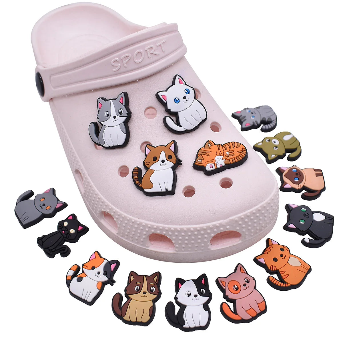 Cute Cat Shoe Charms – PVC Decorations for Clogs & Sandals