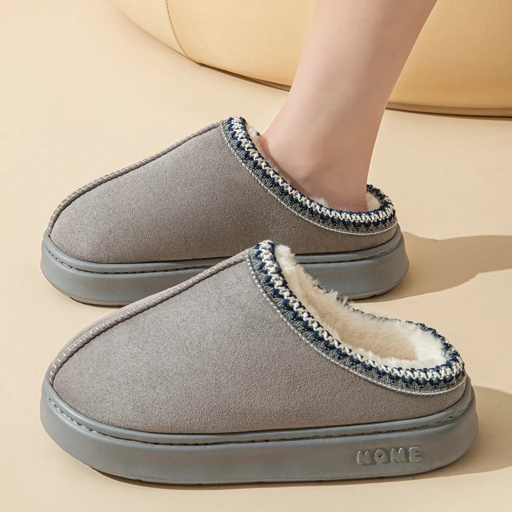 Platform Slippers Women House Flats Fashion Plush Winter Designer Shoes Ladies Elegant Snow Ankle Boots Casual Fluffy Footwear
