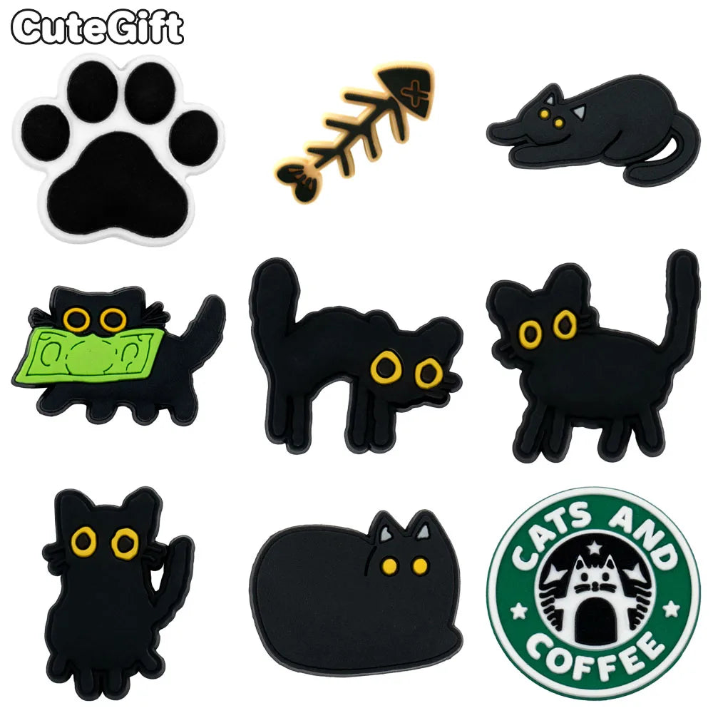 Black Cat Shoe Charms – Cute Paw & Kitty Designs for Clogs & Sandals