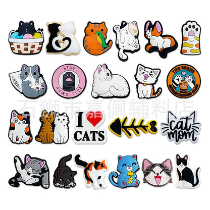 Cute Cat Shoe Charms – PVC Accessories for Clogs, Slides & Bags