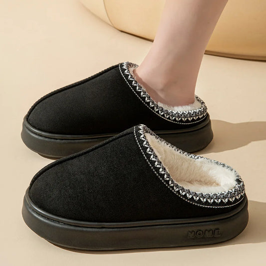 Platform Slippers Women House Flats Fashion Plush Winter Designer Shoes Ladies Elegant Snow Ankle Boots Casual Fluffy Footwear