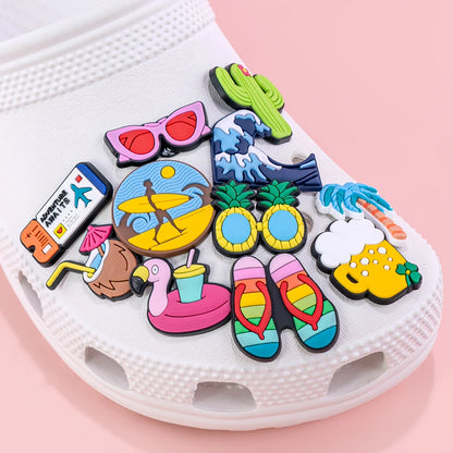 1pc Summer Vibes Shoe Charm – Beach-Themed Clog Accessory for Men, Women & Kids