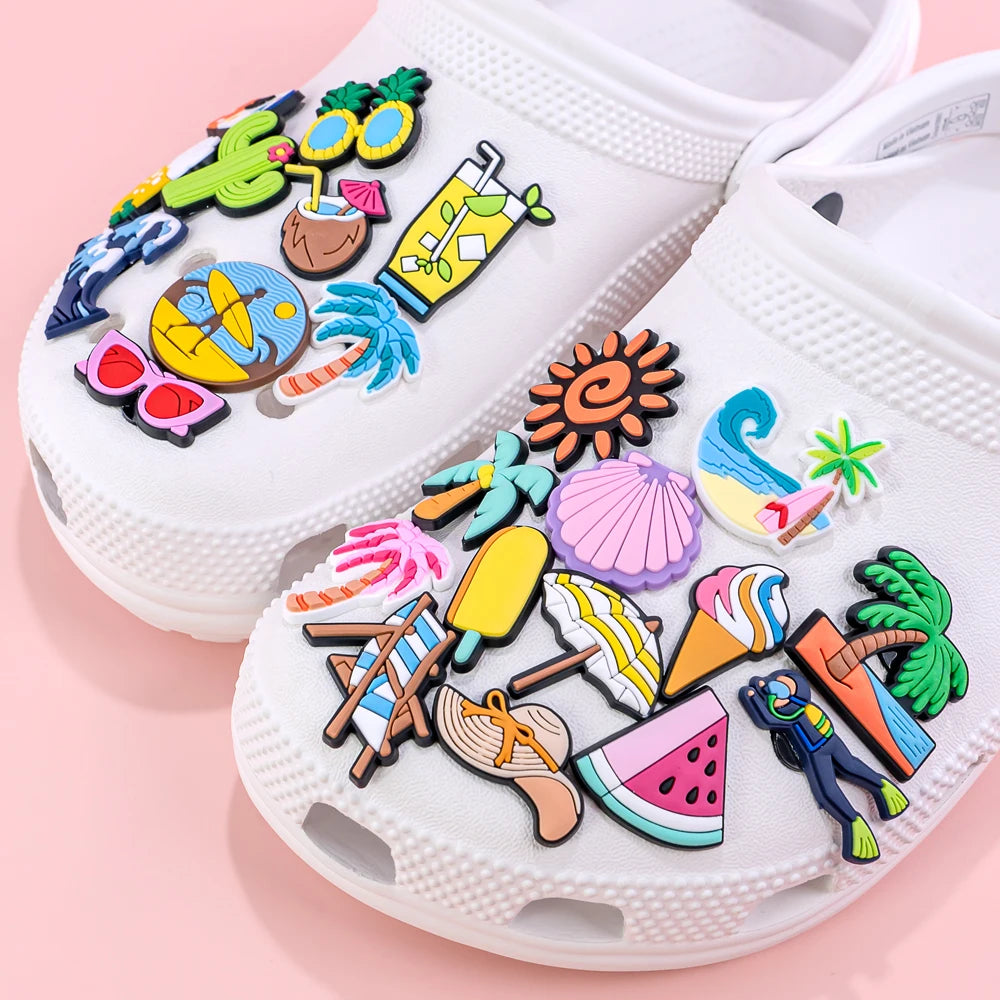 1pc Summer Vibes Shoe Charm – Beach-Themed Clog Accessory for Men, Women & Kids
