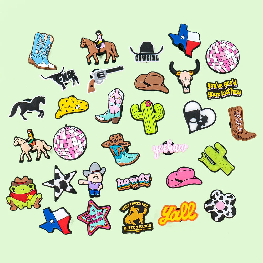 CharmStep Western Vibes Shoe Charms – 1/11pc Cowgirl & Cactus Set for Clogs