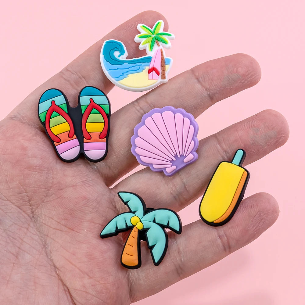 1pc Summer Vibes Shoe Charm – Beach-Themed Clog Accessory for Men, Women & Kids