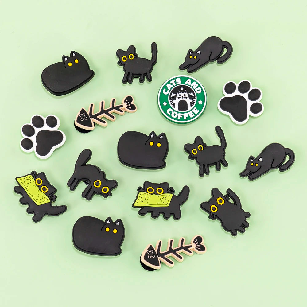 Black Cat Shoe Charms – Cute Paw & Kitty Designs for Clogs & Sandals