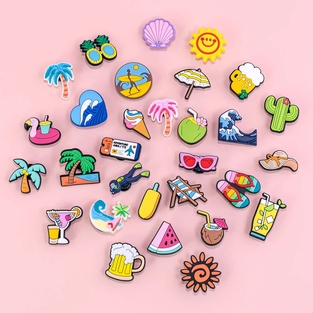 1pc Summer Vibes Shoe Charm – Beach-Themed Clog Accessory for Men, Women & Kids