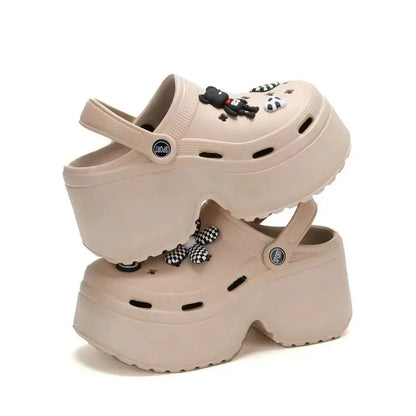 Women Chunky Platform Sandals Summer Soft Thick Sole Diy Clogs Garden Shoes Woman Closed Toe Non-Slip Beach Slides Sandals