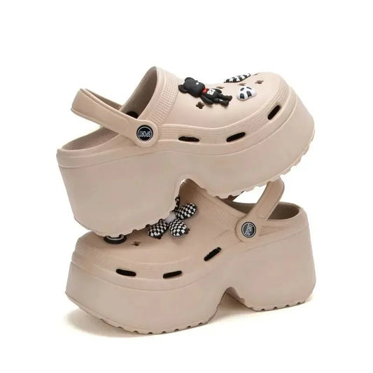 Women Chunky Platform Sandals Summer Soft Thick Sole Diy Clogs Garden Shoes Woman Closed Toe Non-Slip Beach Slides Sandals