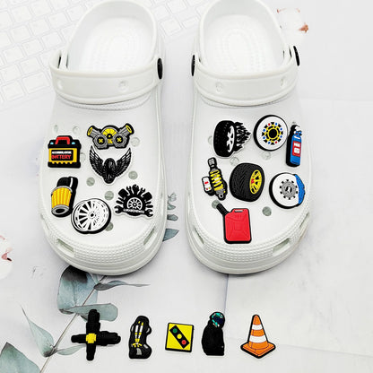 Car & Auto-Themed PVC Shoe Charms – Tyres, Seats & Oil Designs for Clogs & Sandals