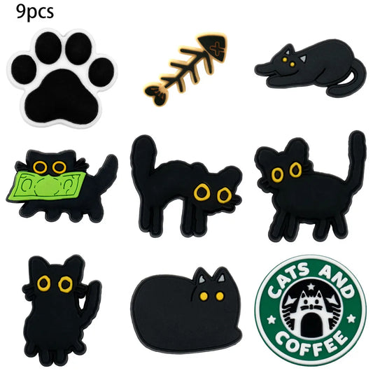 Black Cat Shoe Charms – Cute Paw & Kitty Designs for Clogs & Sandals